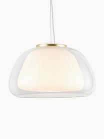 Hanglamp Jelly van glas, Lampenkap: glas, Diffuser: glas, Decoratie: metaal, Transparant, wit, Ø 39 x H 23 cm