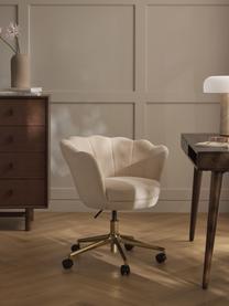 Chaise de bureau en velours avec accoudoirs Oyster, hauteur réglable, Velours beige, larg. 68 x prof. 61 cm