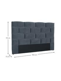 Tête de lit en velours matelassé Teggan, Velours gris-bleu, larg. 183 x haut. 115 cm