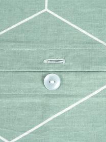 Baumwoll-Kissenbezug Lynn mit grafischem Muster, 65 x 65 cm, Webart: Renforcé Fadendichte 144 , Mint, Cremeweiss, B 65 x L 65 cm