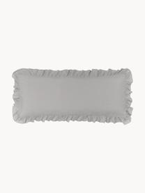 Funda de almohada de algodón con volantes Florence, Gris, 45 x 110 cm