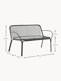 Banc de jardin Hiray, Acier galvanisé, laqué, Noir, larg. 121 x prof. 68 cm