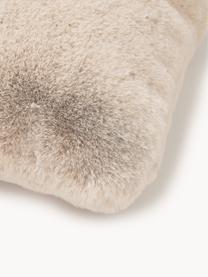 Housse de coussin 40x40 moelleuse en fourrure synthétique lisse Mette, Beige, larg. 40 x long. 40 cm