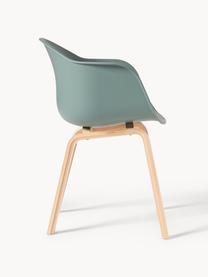 Krzesło z podłokietnikami z tworzywa sztucznego Claire, Nogi: drewno z fornirem z drewn, Szałwiowy zielony, drewno bukowe, S 60 x G 54 cm