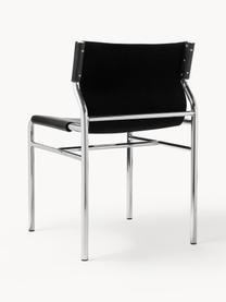 Leren stoel Haku, Bekleding: leer, Poten: metaal, glanzend, Zwart, B 50 x D 53 cm