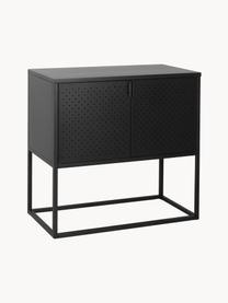 Credenza piccola in metallo con ante Neptun, Metallo verniciato a polvere, Nero, Larg. 82 x Alt. 80 cm