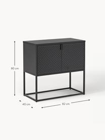 Credenza piccola in metallo Neptun, Metallo verniciato a polvere, Nero, Larg. 82 x Alt. 80 cm