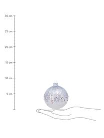 Boules de Noël Aniela, 2 pièces, Blanc, argenté, rouge, Ø 8 cm