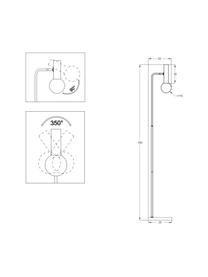 Lampada da lettura con paralume in vetro Wilson, Base della lampada: metallo verniciato a polv, Paralume: vetro, Nero, Larg. 28 x Alt. 151 cm