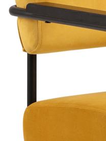 Fluwelen lounge fauteuil Cloe, Bekleding: polyester fluweel, Frame: gepoedercoat metaal, Fluweel geel, 67 x 67 cm