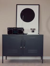 Credenza in metallo The Lowdown, Acciaio verniciato a polvere, Antracite, Larg. 100 x Alt. 72 cm