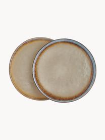 Ručně vyrobený dezertní talíř Nomimono, 2 ks, Kamenina, Odstíny šedé, béžové a modré, Ø 17 cm