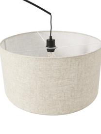 Grote booglamp Niels, Lampvoet: geborsteld metaal, Lampenkap: linnen, Lichtbeige, zwart, H 218 cm