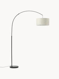 Grote booglamp Niels, Lampvoet: geborsteld metaal, Lampenkap: linnen, Lichtbeige, zwart, H 218 cm