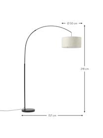 Grote booglamp Niels, Lampvoet: geborsteld metaal, Lampenkap: linnen, Lichtbeige, zwart, H 218 cm