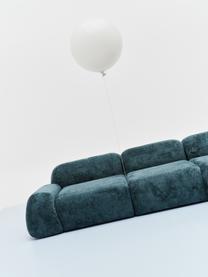 Sofa modułowa (4-osobowa) Teddy-Bouclé Wolke, Tapicerka: Teddy-Bouclé (100% polies, Stelaż: drewno sosnowe, drewno św, Nogi: tworzywo sztuczne Ten pro, Petrol Teddy-Bouclé, S 343 x G 118 cm