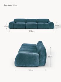 Modulares Sofa Wolke (4-Sitzer) aus Teddy-Bouclé, Bezug: Teddy-Bouclé (100 % Polye, Teddy-Bouclé Petrol, B 343 x T 118 cm