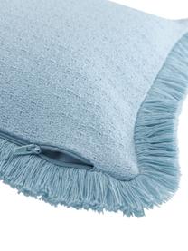 Federa arredo in cotone blu con frange decorative Lorel, 100% cotone, Blu, Larg. 30 x Lung. 50 cm