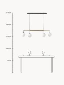 Grosse Pendelleuchte Flux, Lampenschirm: Opalglas, Baldachin: Metall, pulverbeschichtet, Schwarz, Goldfarben, B 127 x H 150 cm