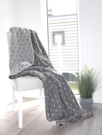 Zachte plaid Network met siersteek, 50% katoen, 43% polyacryl, 7% polyester, Grijstinten, 150 x 200 cm