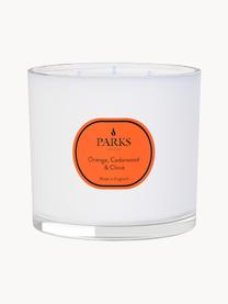 Vela perfumada con tres mechas Aromatherapy (naranja, cedro y clavo), Recipiente: vidrio, Naranja, madera de cedro y clavo, Al 11 x Ø 12 cm