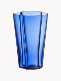 Mundgeblasene Vase Alvar Aalto, H 22 cm, Glas, mundgeblasen, Blau, transparent, B 14 x H 22 cm