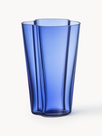 Mundgeblasene Vase Alvar Aalto, H 22 cm, Glas, mundgeblasen, Blau, transparent, B 14 x H 22 cm