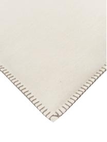 Zachte fleece kussenhoes Sylt met stiksels, 85% katoen, 15% polyacryl, Crèmewit, beige, 50 x 50 cm