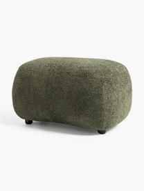 Pouf in teddy-bouclé Alba, Rivestimento: 100% poliestere (teddy bo, Teddy-bouclé verde scuro, Larg. 70 x Alt. 42 cm, curvatura a sinistra