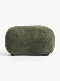 Pouf in teddy-bouclé Alba, Rivestimento: 100% poliestere (teddy bo, Teddy-bouclé verde scuro, Larg. 70 x Alt. 42 cm, curvatura a sinistra