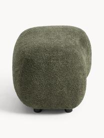 Hocker Alba aus Teddy-Bouclé, Bezug: 100 % Polyester (Teddy-Bo, Füße: Kunststoff Dieses Produkt, Teddy-Bouclé Dunkelgrün, B 70 x H 42 cm, gebogen links