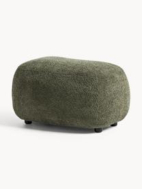 Pouf in teddy-bouclé Alba, Rivestimento: 100% poliestere (teddy bo, Teddy-bouclé verde scuro, Larg. 70 x Alt. 42 cm, curvatura a sinistra