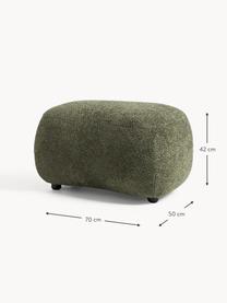 Pouf in teddy-bouclé Alba, Rivestimento: 100% poliestere (teddy bo, Teddy-bouclé verde scuro, Larg. 70 x Alt. 42 cm, curvatura a sinistra