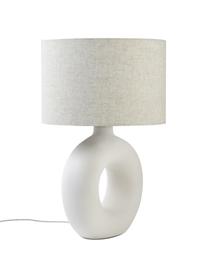 Große Keramik-Tischlampe Gisella, Lampenschirm: Leinengemisch, Lampenfuß: Keramik, Weiß, Ø 35 x H 55 cm