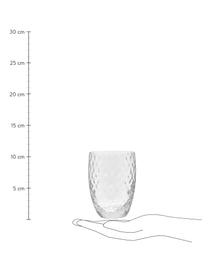 Mundgeblasene Wassergläser Melting Pot Calm mit unterschiedlichem Relief, 6er-Set, Glas, Transparent, Weiß, Ø 7-10 x H 9-11 cm, 270 bis 440 ml