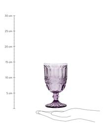 Bicchiere vino viola con rilievo Solange 6 pz, Vetro tinto, Viola trasparente, Ø 8 x Alt. 15 cm