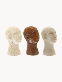 Objet décoratif Figure Head, 3 élém., Béton, Blanc crème, brun, beige, Ø 9 x haut. 15 cm