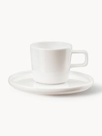 Tazas de café con platitos de porcelana Oco, 6 uds., Porcelana Fine Bone China (fina de hueso)
Fine Bone China es una pasta de porcelana fosfática que se caracteriza por su brillo radiante y translúcido., Blanco Off White, Ø 6 x Al 7 cm, 200 ml