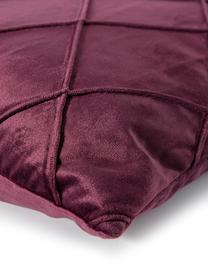 Poszewka na poduszkę z aksamitu Nobless, 100% aksamit poliestrowy, Wiśniowy, S 40 x D 40 cm