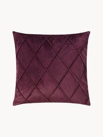 Housse de coussin 40x40 en velours à relief Nobless, 100 % velours de polyester, Lie de vin, larg. 40 x long. 40 cm