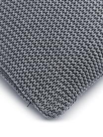 Housse de coussin tricot gris clair Adalyn, 100 % coton bio, certifié GOTS, Gris, larg. 30 x long. 50 cm