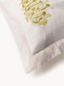 Funda de almohada de satén de algodón Alyssa, Tonos grises, blanco crema, An 45 x L 110 cm