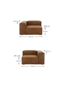 Sofá modular de cuero Lennon (3 plazas), Tapizado: cuero reciclado (70% cuer, Estructura: madera maciza, madera con, Patas: plástico, Cuero marrón, An 238 x F 119 cm