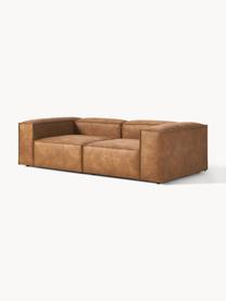 Modulaire bank Lennon (3-zits) van gerecycled leer, Bekleding: gerecycled leer (70% leer, Frame: massief hout, multiplex, Poten: kunststof Dit product is , Leer bruin, B 238 x D 119 cm