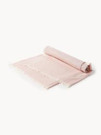 Fouta avec franges décoratives Indra, Vieux rose, blanc cassé, larg. 100 x long. 180 cm