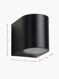 Außenwandleuchte Zora, Lampenschirm: Aluminium, beschichtet, Diffusorscheibe: Glas, Schwarz, B 7 x H 8 cm