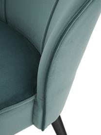 Fauteuil cocktail en velours Lucky, Revêtement : bleu-vert Pieds : noir, larg. 59 x prof. 68 cm