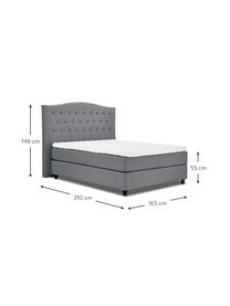 Premium Boxspringbett Royal in Grau, Matratze: 5-Zonen-Taschenfederkern, Füße: Massives Birkenholz, lack, Webstoff Grau, 200 x 200 cm