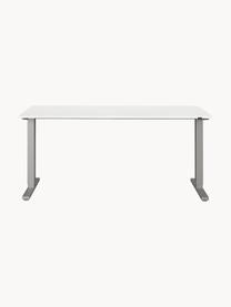 Höhenverstellbarer Schreibtisch Easy, Tischplatte: Spanplatte mit Melaminhar, Gestell: Metall, pulverbeschichtet, Off White, Hellgrau, B 160 x T 80 cm