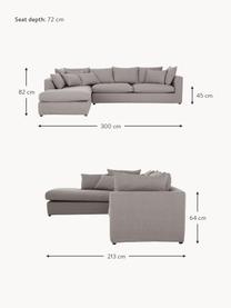 Divano angolare grande Zach, Rivestimento: polipropilene Il rivestim, Piedini: plastica, Tessuto taupe, Larg. 300 x Prof. 213 cm, chaise-longue a sinistra